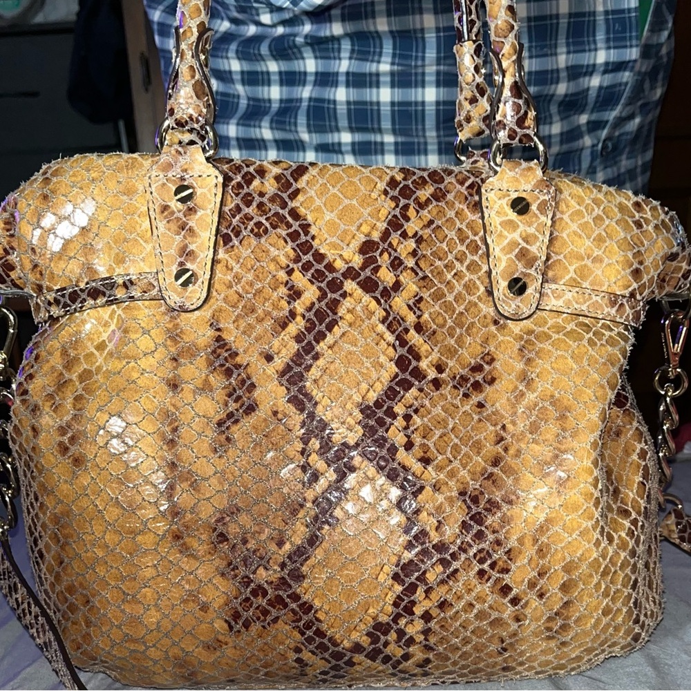 Michael Kors Euc Python-Embossed Leather Handbag - image 2